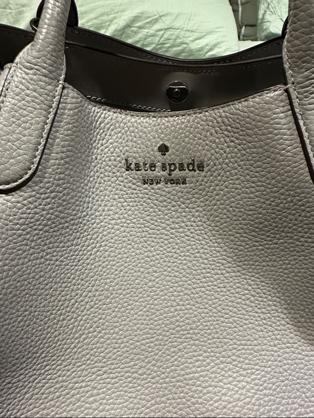 Kate Spade Pebbled Leather Tote in Lavender Gray - Picture 2 of 7